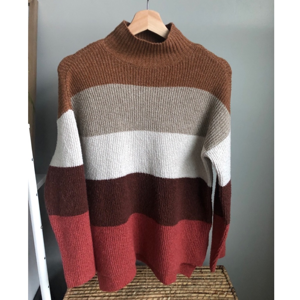 Striped Mock Neck Sweater
